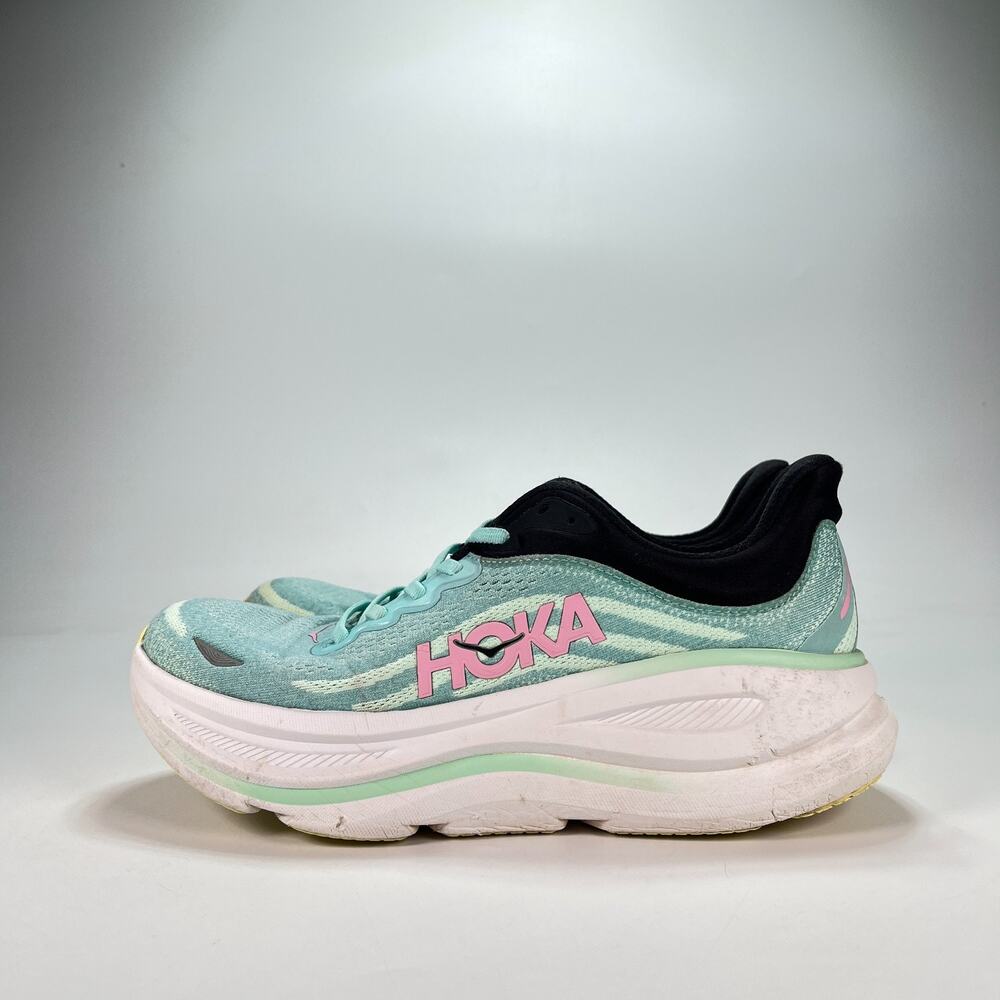 HOKA Bondi 9 Blue Spark Mint Fluorite Running Shoes 1162012 BTF Women's Size 10B - Picture 4 of 10